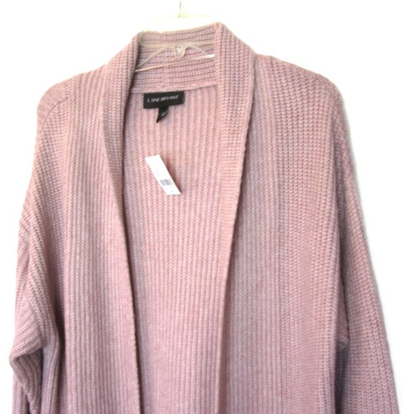 Lane Bryant NEW 14 / 16 Long Cardigan Sweater Open Front Dusty Pink Rose Mauve - Picture 2 of 9